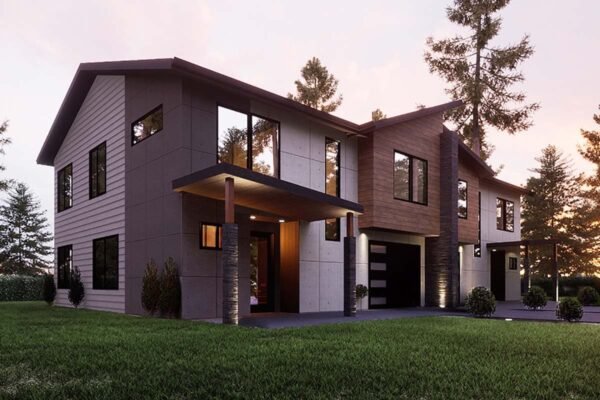 Contemporary Modern Duplex Home Plan with 3 Bed Units Under 1800 Sq Ft