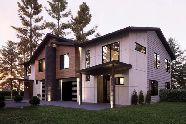 Contemporary Modern Duplex Home Plan with 3 Bed Units Under 1800 Sq Ft