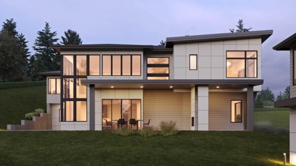 Modern Transitional House Plan with 4-Car Garage and Senior Suite