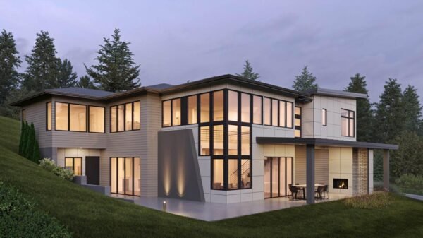 Modern Transitional House Plan with 4-Car Garage and Senior Suite