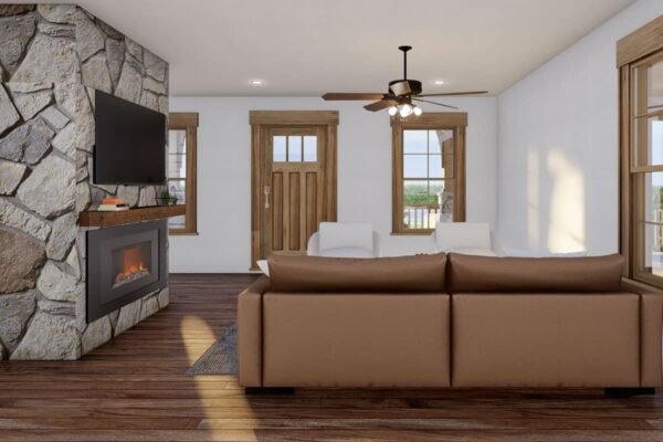 Two-Story Rustic Duplex House Plan with Wrap-Around Porch - 1810 Sq Ft Per Unit