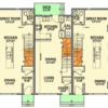 81843AB_FP1_1720021784 Triplex House Plan with 3 Bed 2.5 Bath Units in 2 Different Sizes - 1256 Sq Ft and 1285 Sq Ft