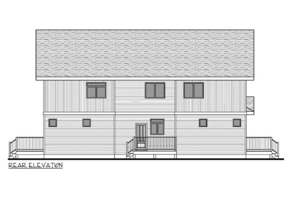 81843AB_Rear_1720022481 Triplex House Plan with 3 Bed 2.5 Bath Units in 2 Different Sizes - 1256 Sq Ft and 1285 Sq Ft