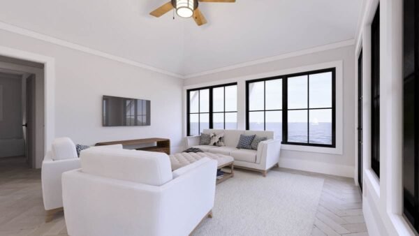 Coastal Carriage House Plan: 1 Bed Apartment, 2-Car Garage