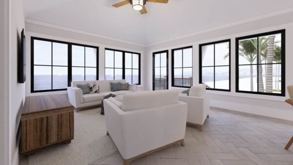 Coastal Carriage House Plan: 1 Bed Apartment, 2-Car Garage