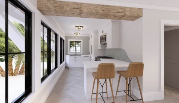 Coastal Carriage House Plan: 1 Bed Apartment, 2-Car Garage