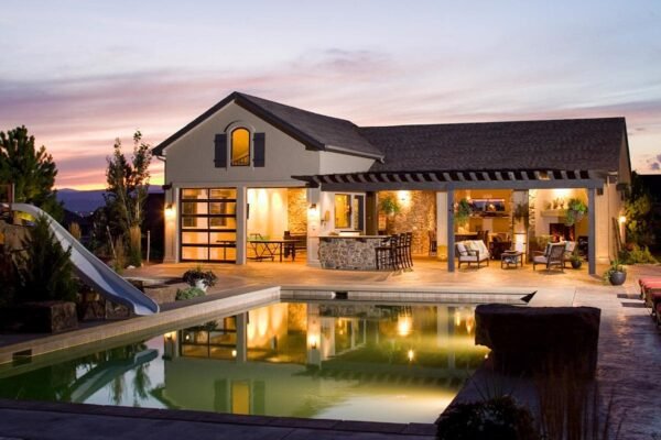 Pool House with Large Rec Room and Indoor/Outdoor Interplay